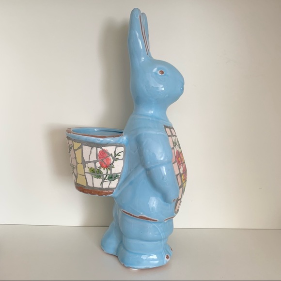 New Mosaic ceramic bunny planter - Picture 3 of 17